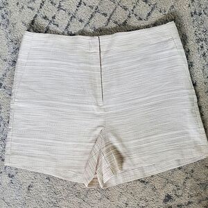 LOFT Cream Striped Shorts 14 NWT
